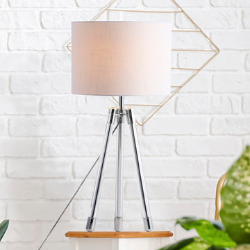 Wyman 30.5" Surveyor's Tripod Crystal/Metal LED Table Lamp - JONATHAN Y